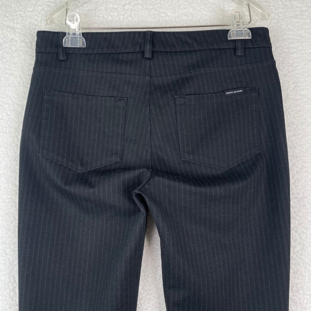 DKNY Jeans Womens Black Pinstripe Slim Leg Trousers Size Medium - Picture 5 of 11